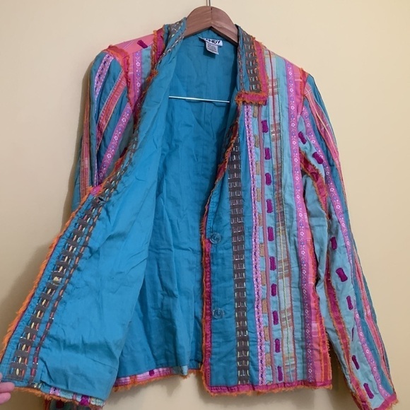 Sandy Starkman | Vintage Embroidered Patchwork Single Breasted 2 Button Blazer M - Picture 15 of 17